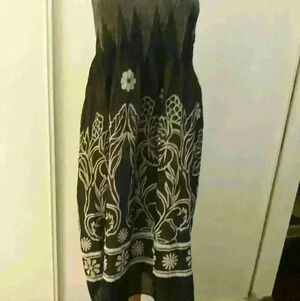 Lapis halter dress or maxi skirt black with  floral design one size